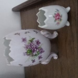 🐣 Inarco Vtg 3 Footed Porcelain Eggs